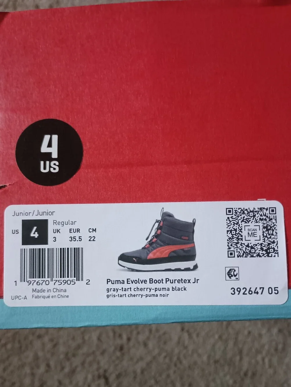 Puma Evolve Puretex Boots Grade School Sz 4 Boys Blue/Red BRAND NEW W BOX NO LID